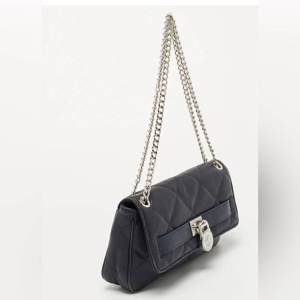 Michael Kors Black Quilted Leather Hamilton Chain Shoulder Bag
